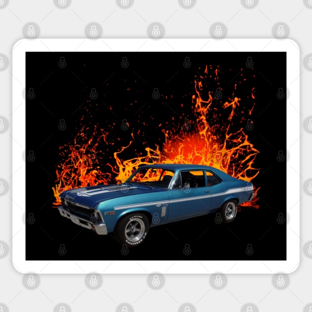 1969 Blue Yenko Nova in our lava series Sticker by Permages LLC